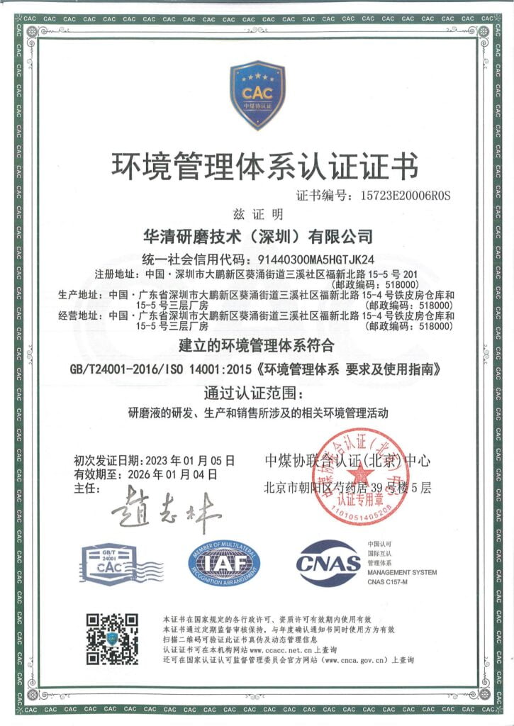 huaqing grinding certification